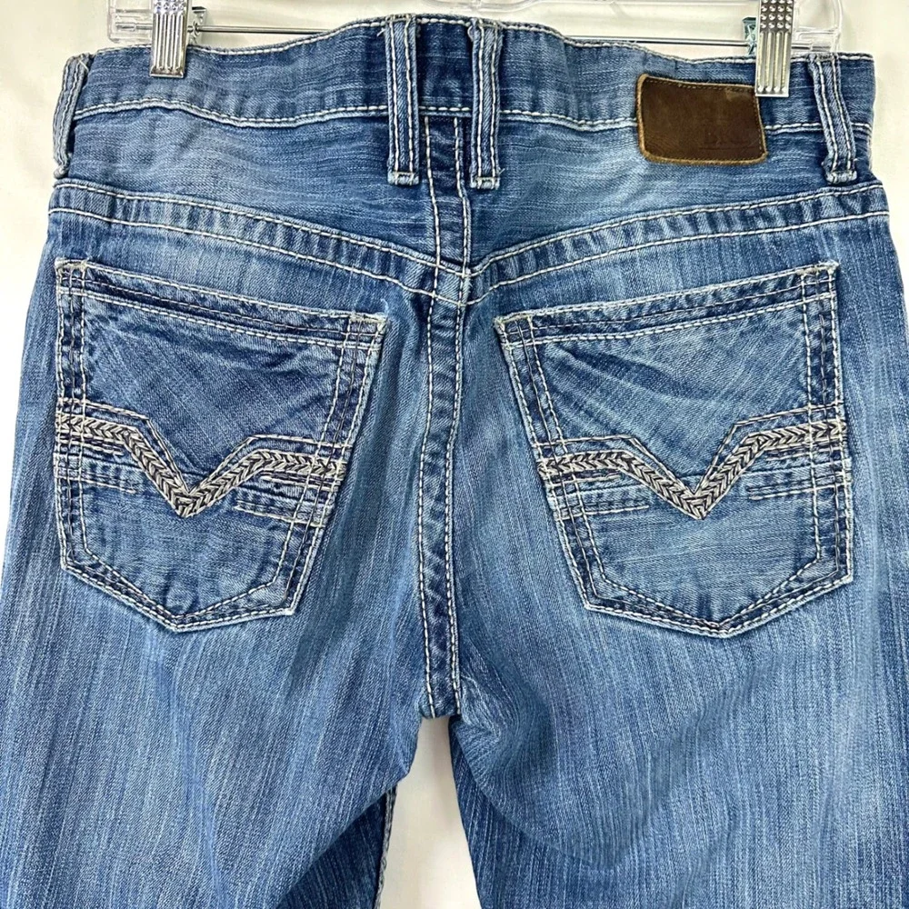 BKE Carter Men's 33x29 Straight Leg Thick Stitch Denim Jeans Whiskered Faded Y2K